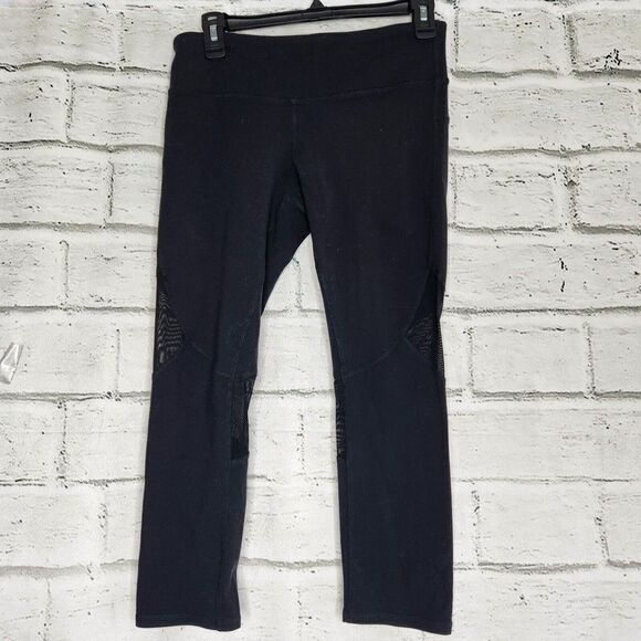 Alo Yoga Black Mid Rise Mesh Capri Leggings Size Small Casual Athleisure - Picture 1 of 11